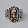 Men's silver ring knight zirconia eyes open skull