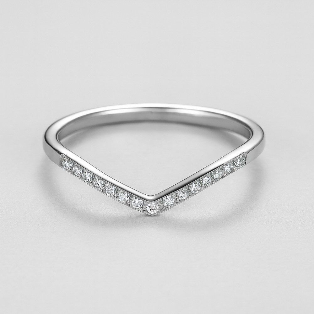 Bague En Forme De V - Zircone Plaquée - Acier Inoxydable - Élégante Et Moderne