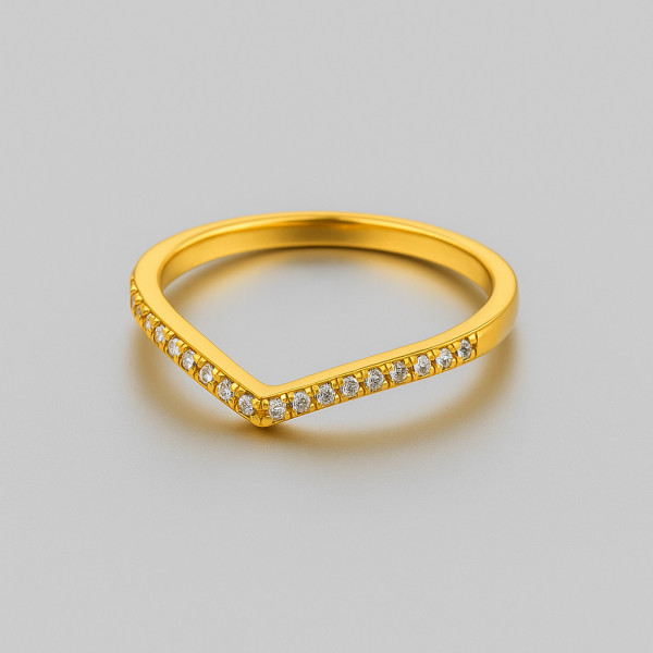 Anillo de acero chapado en oro circonio grabado personalizable (Dupliqué)