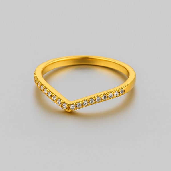 Gold plated steel ring with zirconium and customizable engraving (Dupliqué)