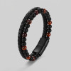 Men's Braided Leather opal beads Steel Magnetic Clasp Bracelet