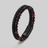 Pulsera de hombre de cuero trenzado con cuentas de ópalo y cierre de acero.