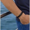 Bracelet homme cuir tresse perles opale fermoir acier