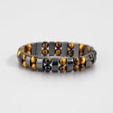 Men's Black hematite Magnetic Polished Double Line Bracelet