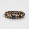 Bracelet homme gourmette hematite magnetique perle noir double ligne