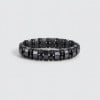 Bracelet homme gourmette hematite magnetique perle noir double ligne