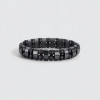Bracelet homme gourmette hematite magnetique perle noir double ligne
