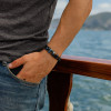 Bracelet homme gourmette hematite magnetique perle noir double ligne
