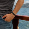 Bracelet homme gourmette hematite magnetique perle noir double ligne