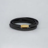 Black Braided Leather Men's Bracelet with Steel Clasp