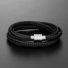 Herenarmband van zwart gevlochten leer met stalen sluiting