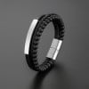 Personalized men's leather bracelet multi line steel curb