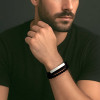 N Bracelet personnalise cuir homme multi ligne gourmette acier