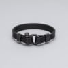 Bracelet cuir noir fermoir manille marin acier