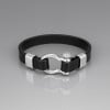 M Bracelet cuir noir fermoir manille marin acier