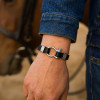 M Bracelet cuir noir fermoir manille marin acier