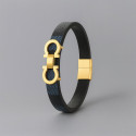 Bracelet cuir manille marin acier