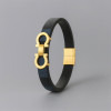 Bracelet cuir manille marin acier