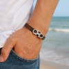 D Bracelet cuir manille marin acier