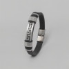 Bracelet homme cuir noir clé grecque