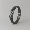 Black leather infinity men's bracelet