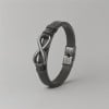 Heren zwart leren armband Infini