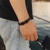 N Bracelet homme cuir noir Infini