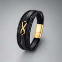 M Bracelet homme cuir noir tressé Infini