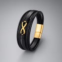 Men's black braided leather Infinity bracelet