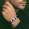 Bracelet cuir tressé fleur de lys