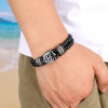 Bracelet cuir tressé fleur de lys