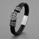 Bracelet cuir tressé fleur de lys