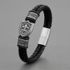 Bracelet cuir tressé fleur de lys