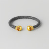 Bracelet jonc cuir tressé tête de mort