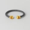 Bracelet jonc cuir tressé tête de mort