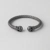 Bracelet jonc cuir tressé tête de mort