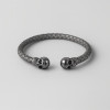 Bracelet jonc cuir tressé tête de mort