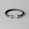 Bracelet jonc cuir tressé tête de mort