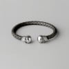 Bracelet jonc cuir tressé tête de mort