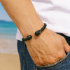 Bracelet jonc cuir tressé tête de mort