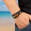 Bracelet cuir noir cordons onyx