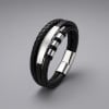 Bracelet personnalisable cuir homme multi ligne gourmette acier