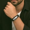 Bracelet personnalisable cuir homme multi ligne gourmette acier