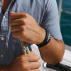 Bracelet personnalisable cuir homme multi ligne gourmette acier