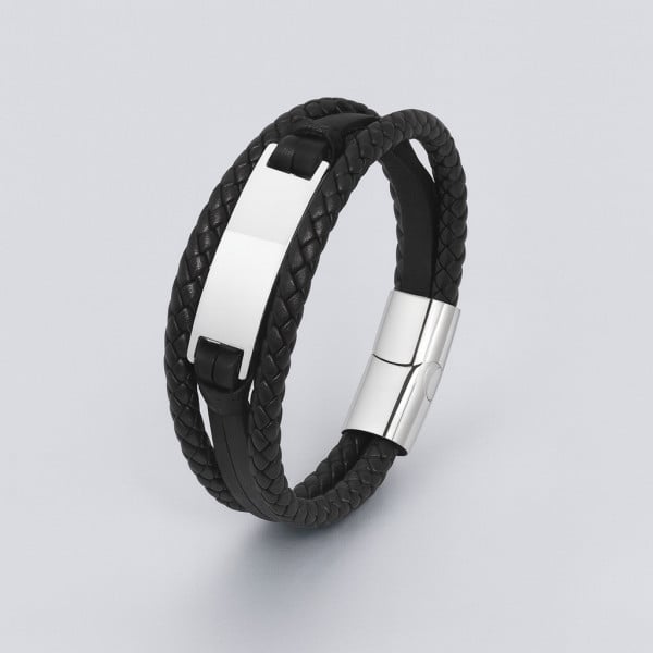 Bracelet personnalise gourmette homme cuir