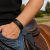 D Bracelet homme cuir noir multi cordons fermoir magnetique aimante