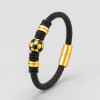Bracelet homme cuir noir tresse ballon football