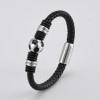 Bracelet homme cuir noir tresse ballon football