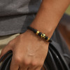 Bracelet homme cuir noir tresse ballon football