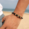 Bracelet homme cuir noir tresse ballon football